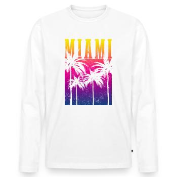 Miami Beach en Floride - T-shirt manches longues Premium bio Homme - blanc - Devant - Nico (187cm)