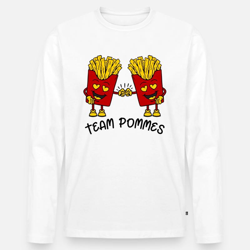 Team Pommes - Männer Premium Bio Langarmshirt - Weiß