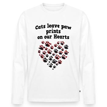 Cœur de chat - T-shirt manches longues Premium bio Homme - blanc - Devant - Nico (187cm)
