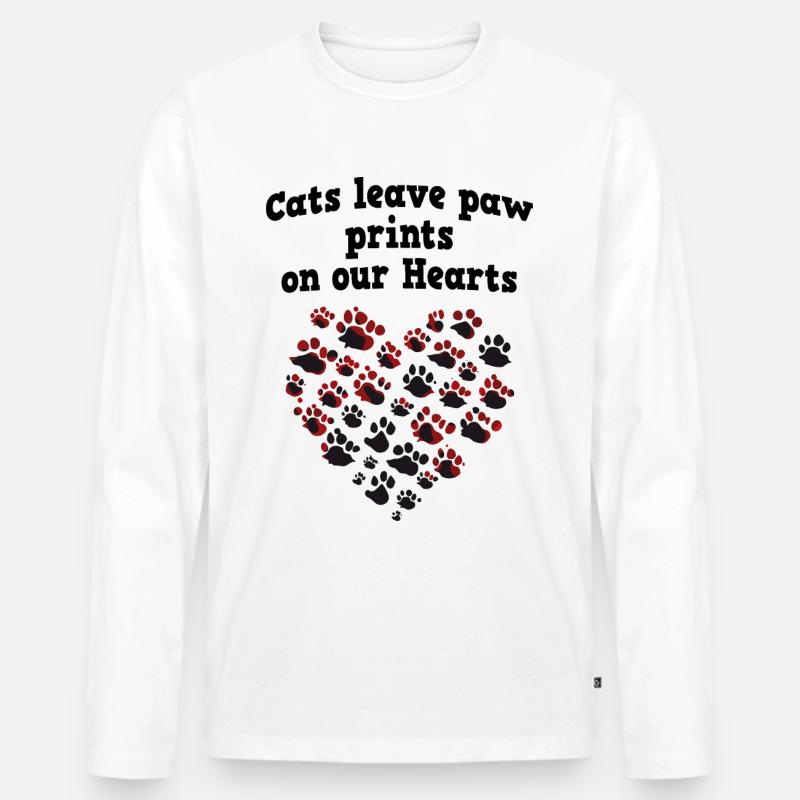 Cat Heart - Männer Premium Bio Langarmshirt - Weiß