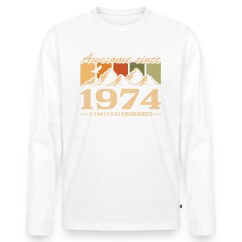 Geburtsjahr 1974 geboren Berge Geburtstag - Männer Premium Bio Langarmshirt - Weiß - Vorne - Nico (187cm)