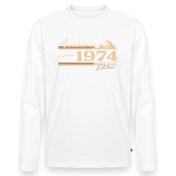 Berge 1974 Jahrgang Geburtstagsgeschenk - Männer Premium Bio Langarmshirt - Weiß - Vorne - Nico (187cm)