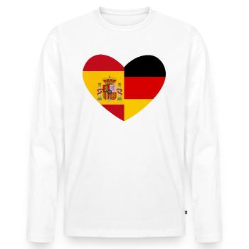 Spanien Deutschland Herz - Männer Premium Bio Langarmshirt - Weiß - Vorne - Nico (187cm)