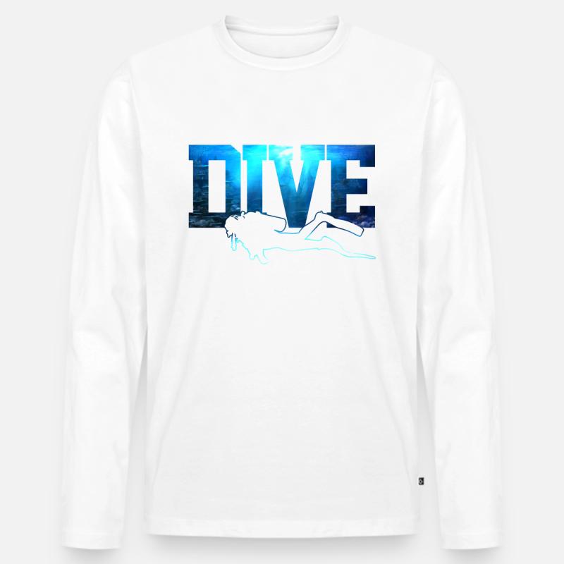 Dive - Tauchen Taucher Geschenk - Männer Premium Bio Langarmshirt - Weiß
