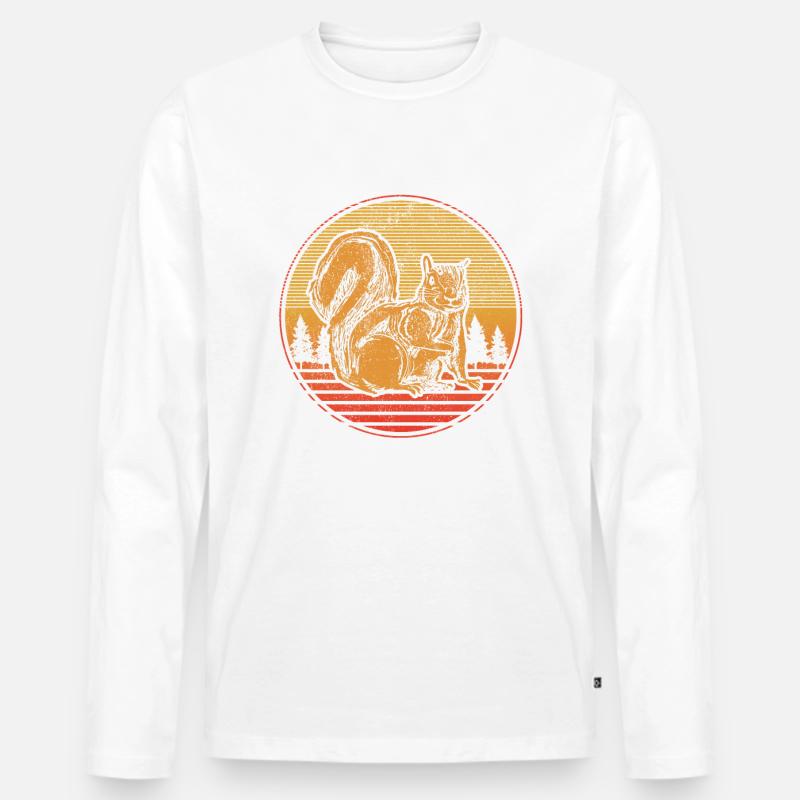 Eichhörnchen Vintage Geschenk - Männer Premium Bio Langarmshirt - Weiß