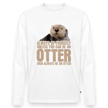 Otter - Männer Premium Bio Langarmshirt - Weiß - Vorne - Nico (187cm)