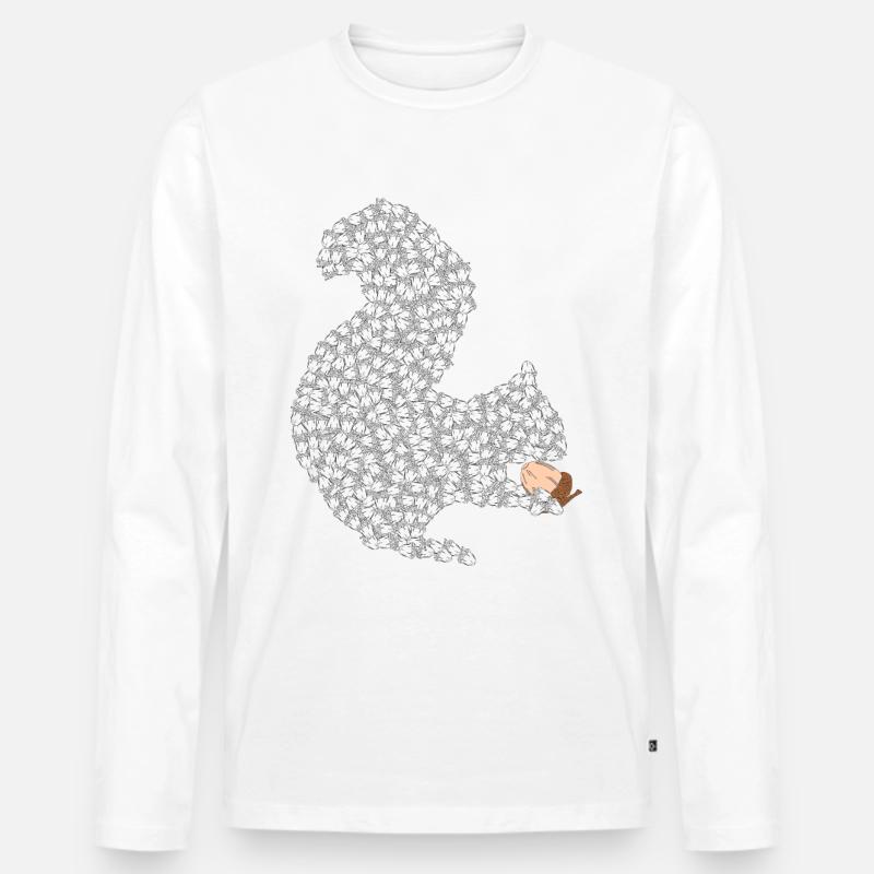 Eichhörnchen aus Nüssen mit Nuß in der Pfote - Männer Premium Bio Langarmshirt - Weiß