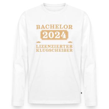 Bachelor Abschluss 2024 - Männer Premium Bio Langarmshirt - Weiß - Vorne - Nico (187cm)