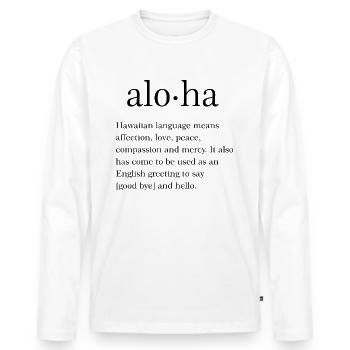 Aloha - Männer Premium Bio Langarmshirt - Weiß - Vorne - Nico (187cm)