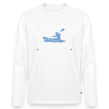 Kajak Keine Zeit ich muss zum Paddeln - Männer Premium Bio Langarmshirt - Weiß - Vorne - Nico (187cm)