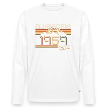 Vintage 1959 Jahrgang Berge 65 Jahre - Männer Premium Bio Langarmshirt - Weiß - Vorne - Nico (187cm)