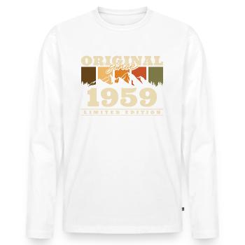 Original 1959 Jahrgang Geburtstag Geschenk - Männer Premium Bio Langarmshirt - Weiß - Vorne - Nico (187cm)