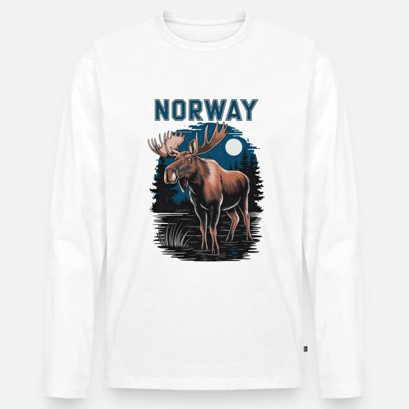 Norway mit Elch - Männer Premium Bio Langarmshirt - Weiß