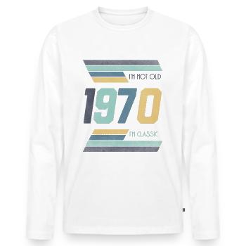 Idées de cadeau classique des années 1970 Je ne suis pas vieux - T-shirt manches longues Premium bio Homme - blanc - Devant - Nico (187cm)