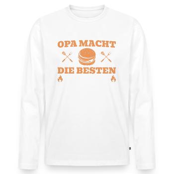 Opa macht die besten Burger - Männer Premium Bio Langarmshirt - Weiß - Vorne - Nico (187cm)