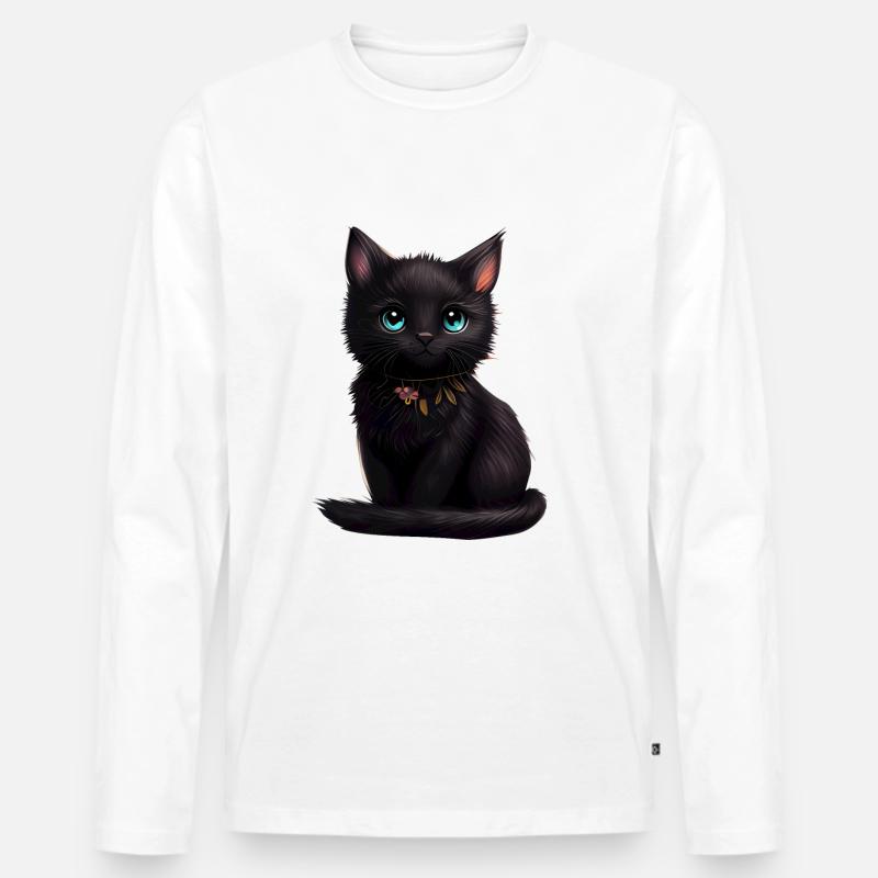 Katze Kätzchen Geschenk - Männer Premium Bio Langarmshirt - Weiß
