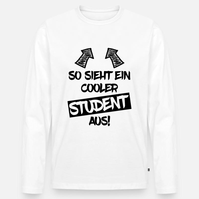 Student - Männer Premium Bio Langarmshirt - Weiß