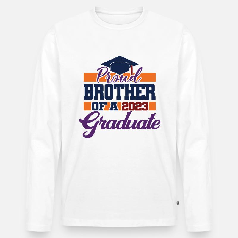 Stolzer Bruder eines Abschlussgeschenks 2023 - Männer Premium Bio Langarmshirt - Weiß