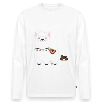 ALPAKAS. WEIL MENSCHEN SCHEISSE SIND. ALPAKA. - Männer Premium Bio Langarmshirt - Weiß - Vorne - Nico (187cm)