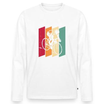 Vélo de route Vintage vélo de route vélo vélo cadeau - T-shirt manches longues Premium bio Homme - blanc - Devant - Nico (187cm)