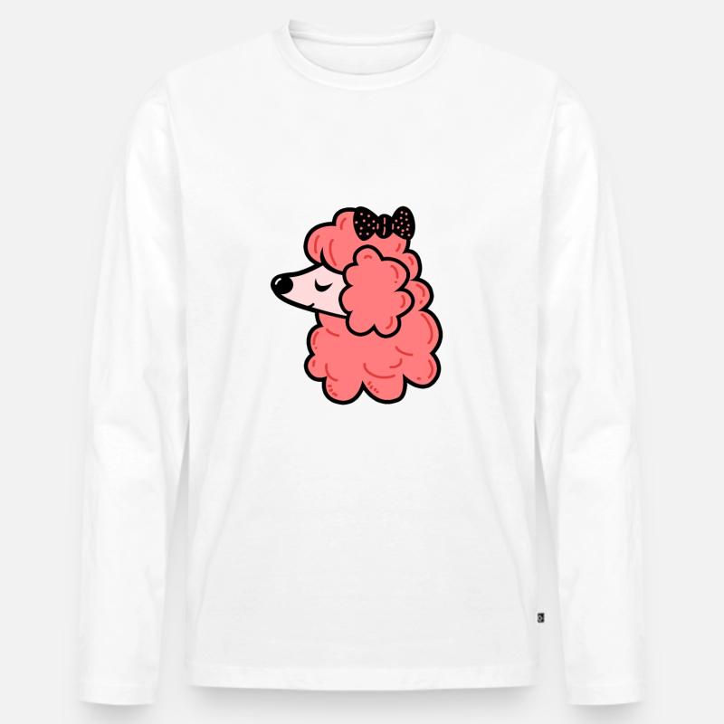 Pudel mit Schleife - Männer Premium Bio Langarmshirt - Weiß