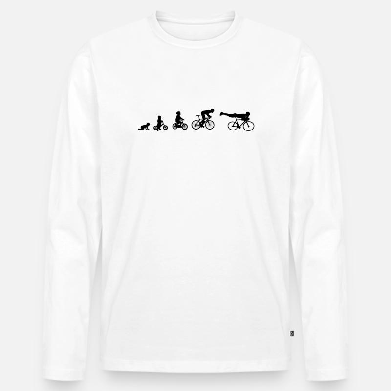 Fahrrad, Radler, Evolution, Geschenk - Männer Premium Bio Langarmshirt - Weiß