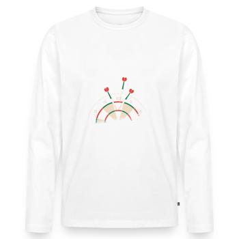 Zum Darten Geboren zur Arbeit gezwungen - Männer Premium Bio Langarmshirt - Weiß - Vorne - Nico (187cm)
