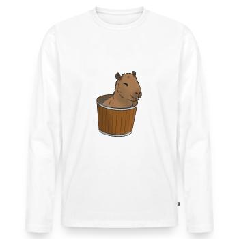 Animal spirituel Capybara seau - T-shirt manches longues Premium bio Homme - blanc - Devant - Nico (187cm)