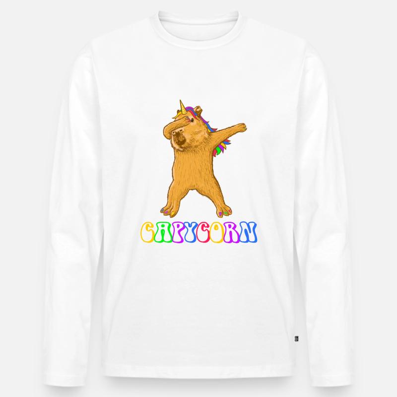 Capybara Einhorn Dabbing - Männer Premium Bio Langarmshirt - undefined