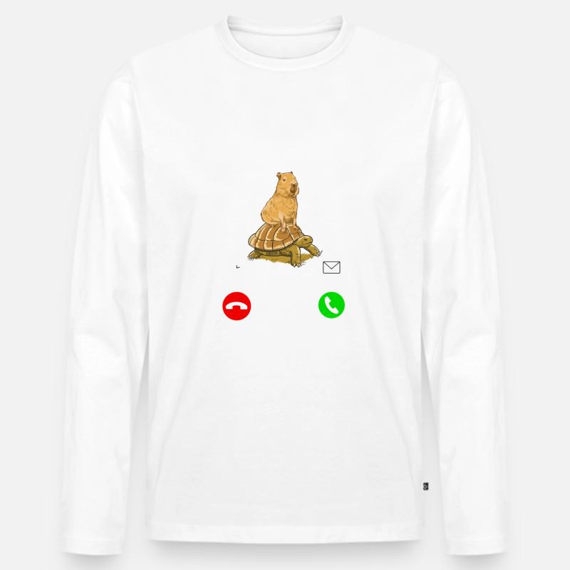 Capybara telefonieren - Männer Premium Bio Langarmshirt - undefined