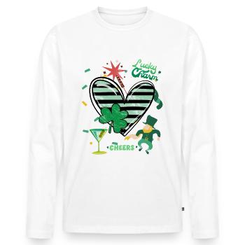 LUCKY CHARM - Men's Premium Organic Long Sleeve Shirt - white - Front - Nico (187cm)