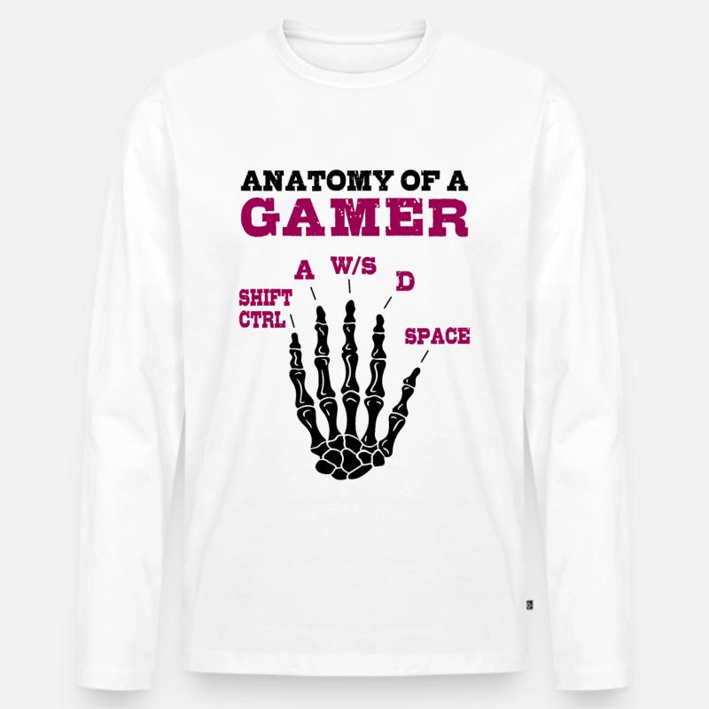 Anatomie eines Gamers - Männer Premium Bio Langarmshirt - Weiß