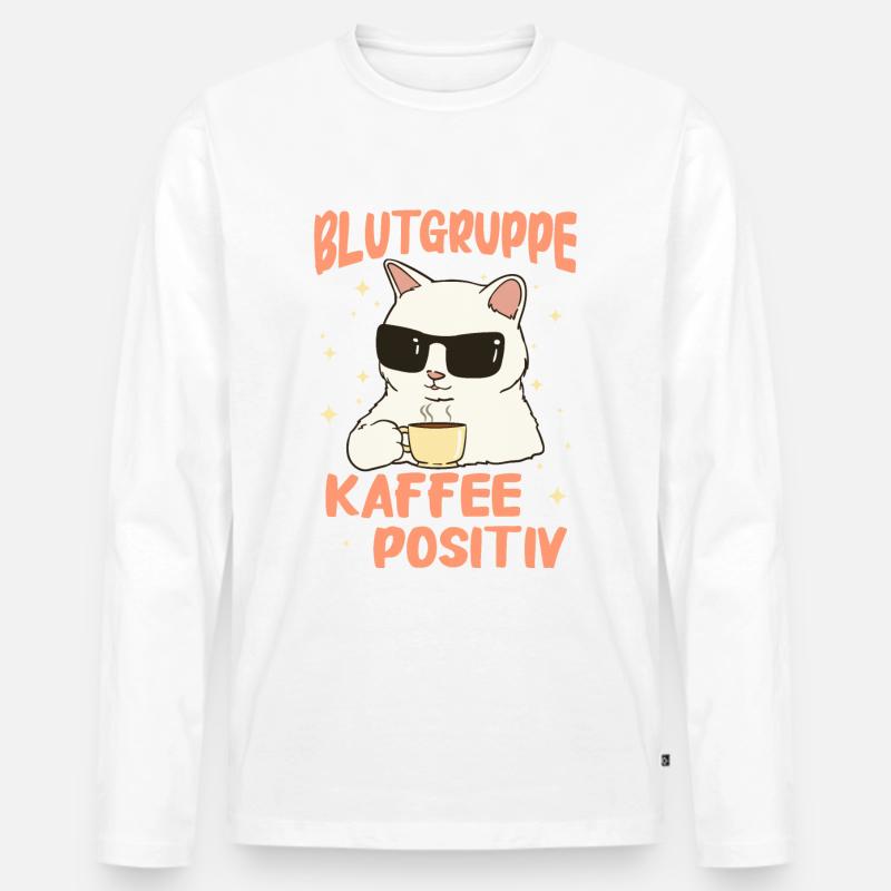 Kaffee Coffee Kaffeetrinker Kaffeeliebhaber - Männer Premium Bio Langarmshirt - Weiß