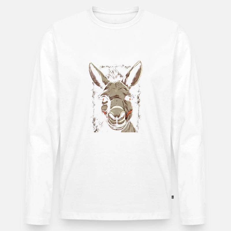 Esel Eselchen Maultier Muli - Männer Premium Bio Langarmshirt - Weiß