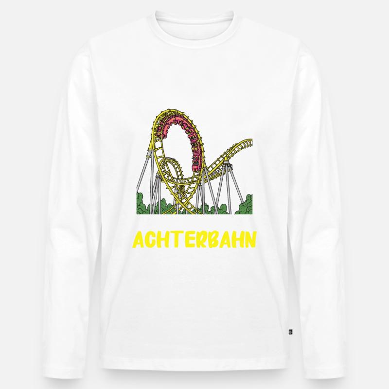 Achterbahn Freizeitpark Roller Coaster - Männer Premium Bio Langarmshirt - Weiß
