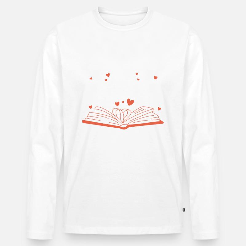 Buch Lesen Bücher Buch Nerd Bücherwurm - Männer Premium Bio Langarmshirt - Weiß