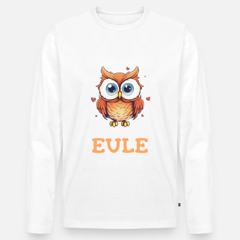 Nachteule Eule Eulen Vogel - Männer Premium Bio Langarmshirt - Weiß