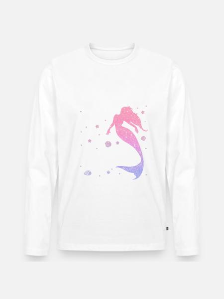 Meerjungfrau Fabel Meerjungfrauen Märchen - Männer Premium Bio Langarmshirt - Weiß