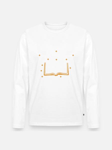Buch Lesen Bücher Buch Nerd Bücherwurm - Männer Premium Bio Langarmshirt - Weiß