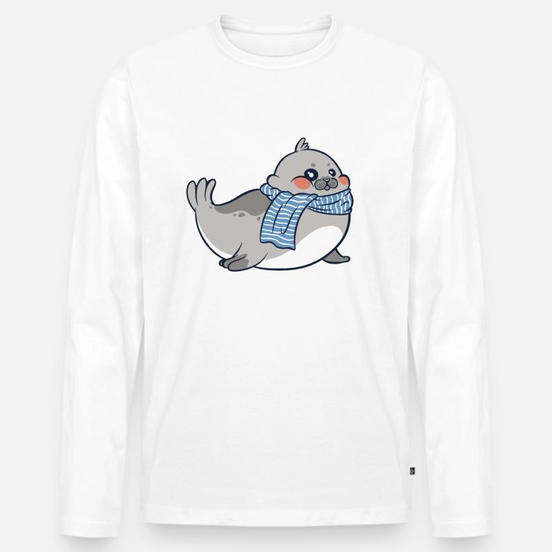 Robbe Robben Tier Seelöwe - Männer Premium Bio Langarmshirt - Weiß