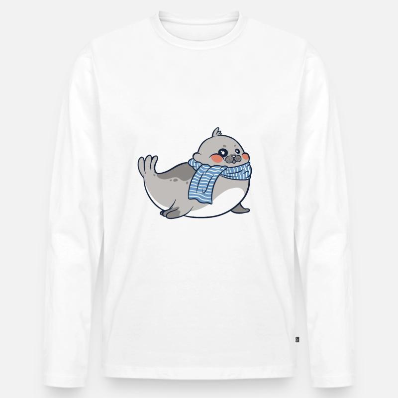 Robbe Robben Tier Seelöwe - Männer Premium Bio Langarmshirt - Weiß
