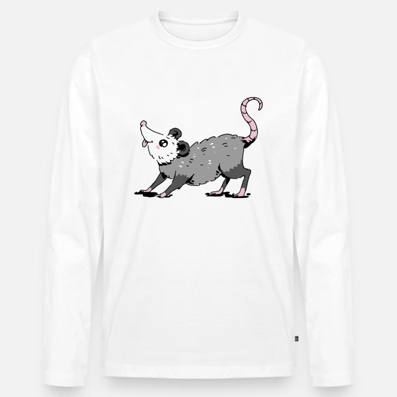 Opossum Possum Tier - Männer Premium Bio Langarmshirt - Weiß