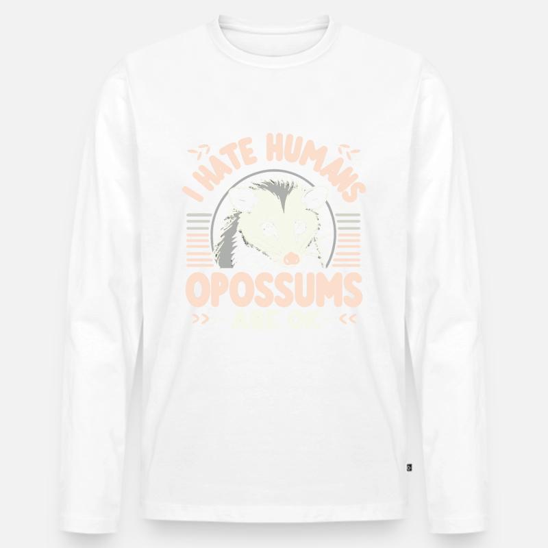 Opossum Possum Tier - Männer Premium Bio Langarmshirt - Weiß