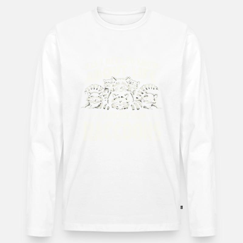Waschbär - Männer Premium Bio Langarmshirt - Weiß