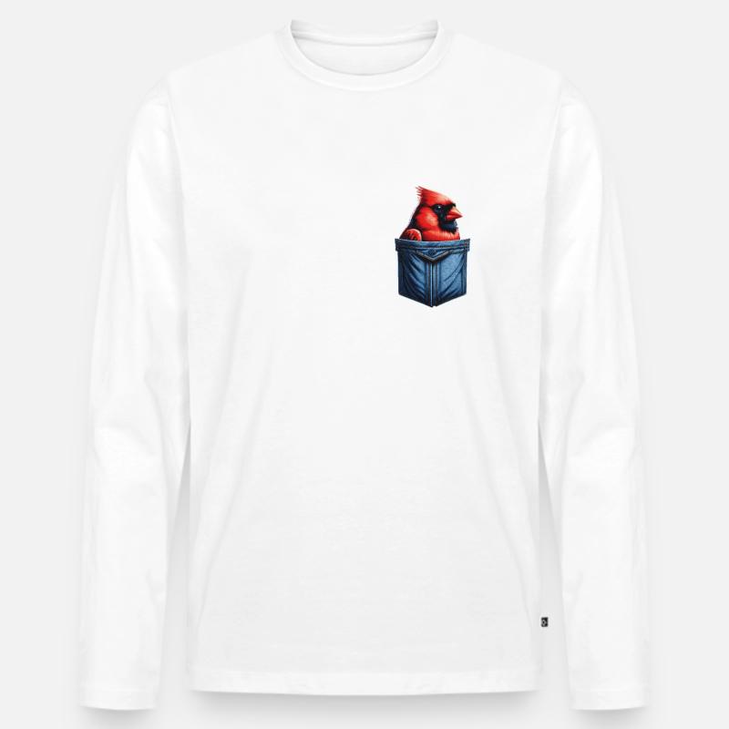 Kardinal Rotkardinal Vogel Roter Kardinal - Männer Premium Bio Langarmshirt - Weiß