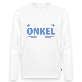 Patenonkel Cooler Onkel - Männer Premium Bio Langarmshirt - Weiß - Vorne - Nico (187cm)