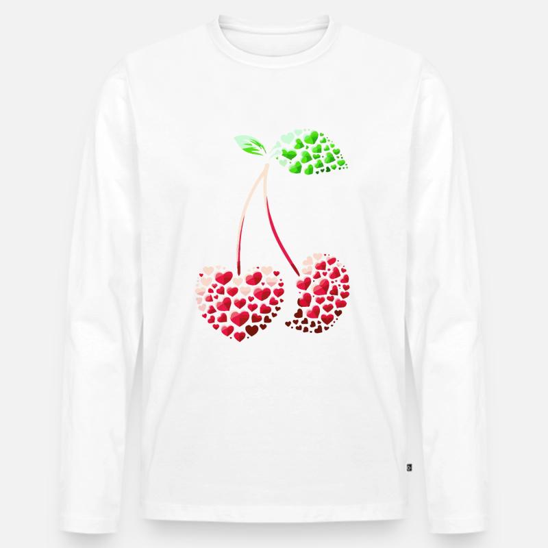 Kirsche Kirschen Früchte Essen - Männer Premium Bio Langarmshirt - Weiß