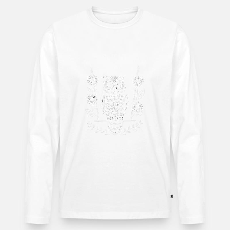 Nachteule Eule Eulen Vogel - Männer Premium Bio Langarmshirt - Weiß