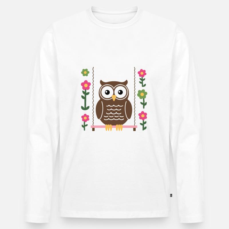 Nachteule Eule Eulen Vogel - Männer Premium Bio Langarmshirt - Weiß