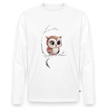 Night Owl, Owl, Owl, Bird - Men's Premium Organic Long Sleeve Shirt - white - Front - Nico (187cm)